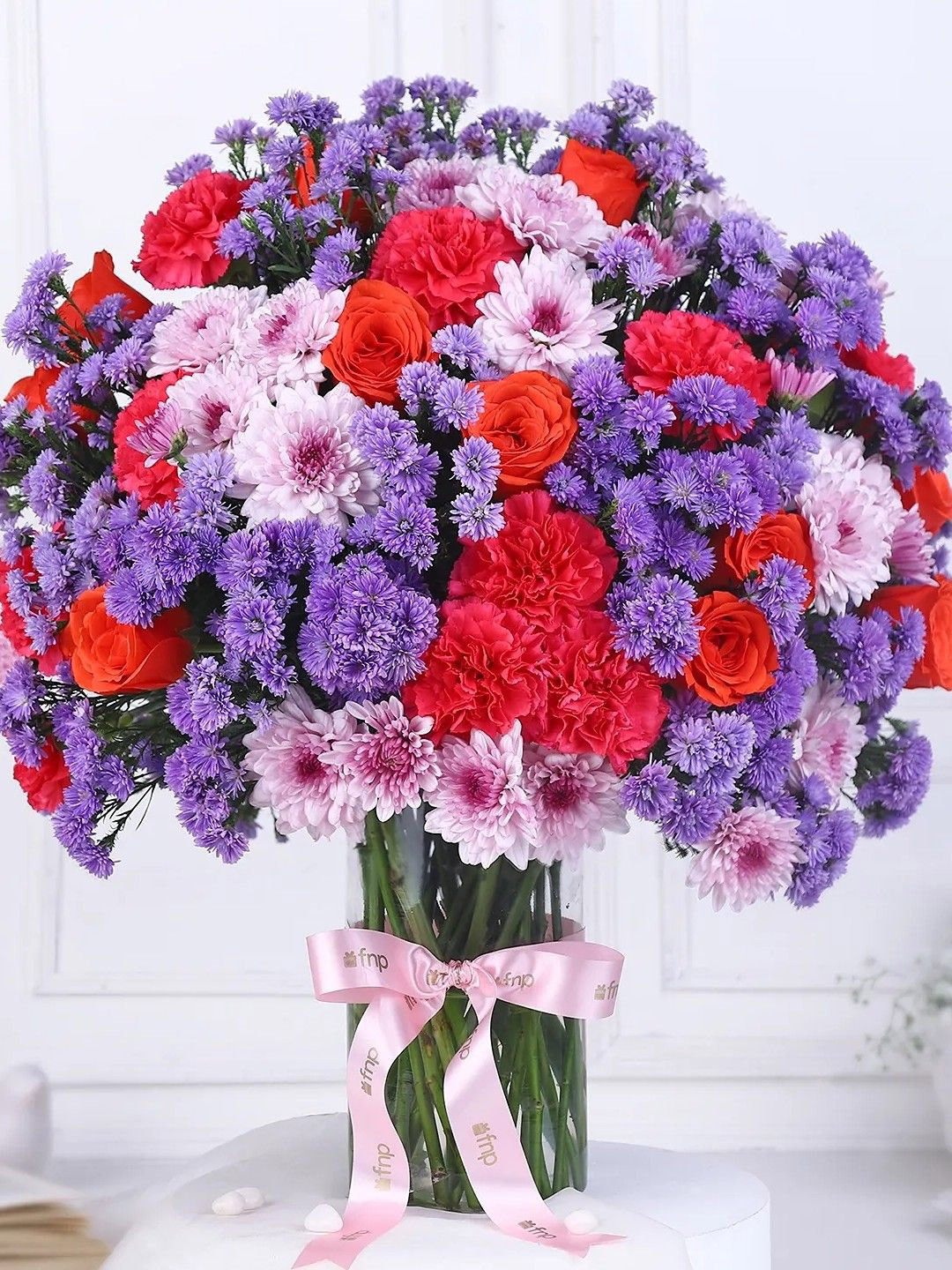 fnp Purple Aster & Carnations 42 Pieces Fresh Flowers Bouquet