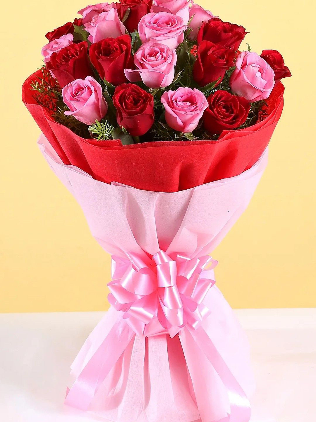 fnp Pink & Red 21 Pieces Roses Fresh Flowers Bouquet