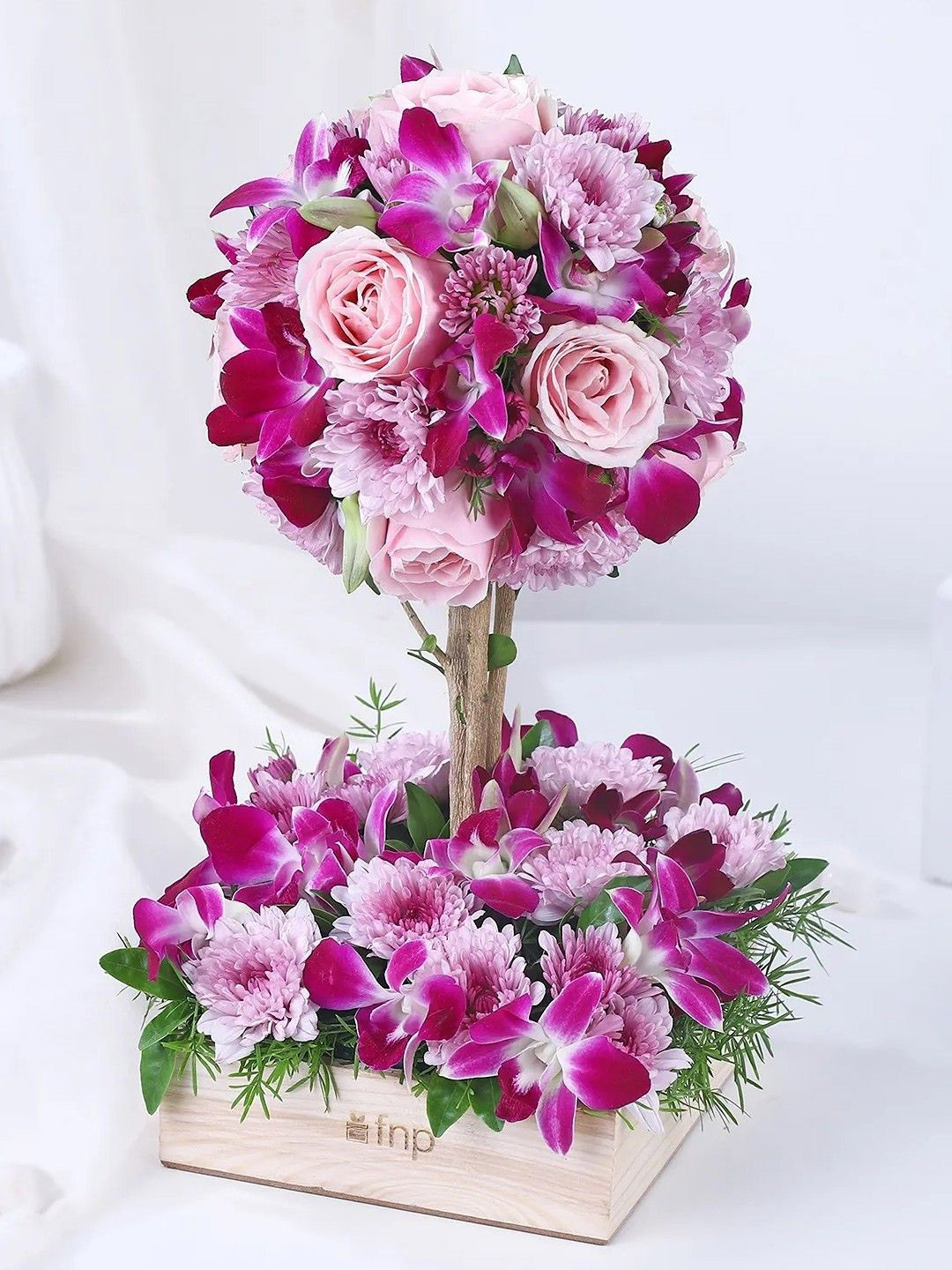 fnp Purple & Pink 20 Pieces Orchids & Roses Fresh Flowers Bouquet