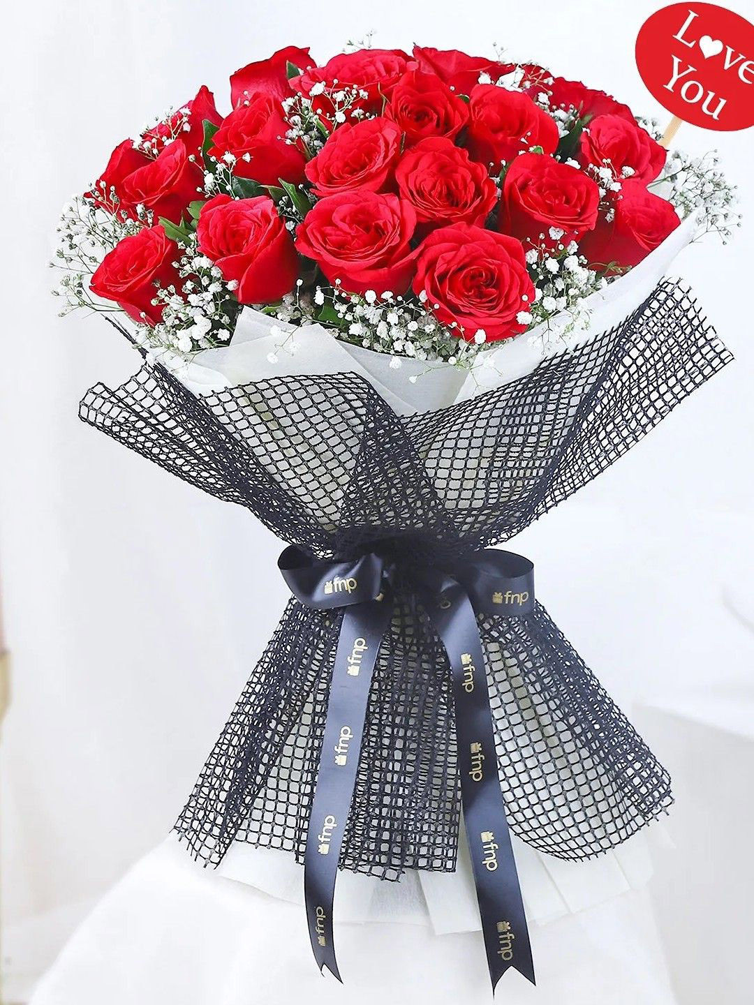 fnp 25 Pieces Red Rose Fresh Flowers Bouquet