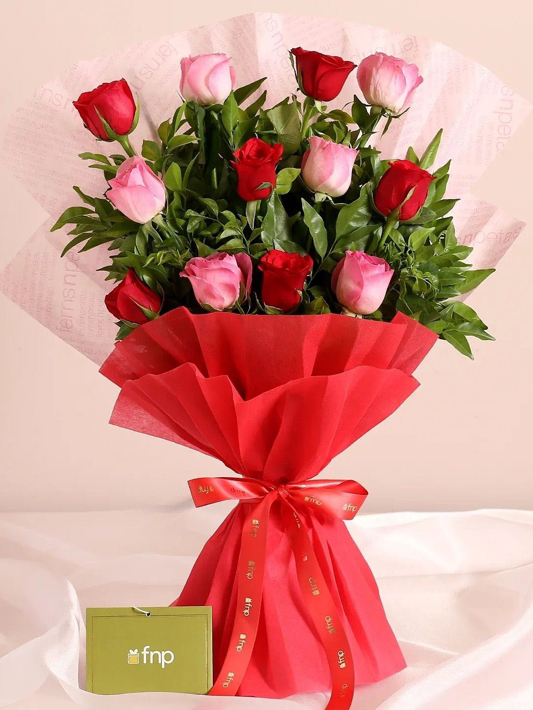 fnp Pink & Red 11 Pieces Roses Fresh Flowers Bouquet