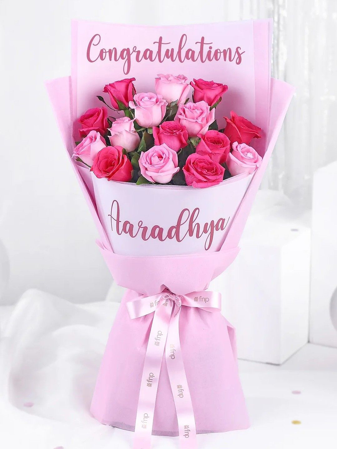 fnp Pink & Peach 15 Pieces Roses Fresh Flowers Bouquet