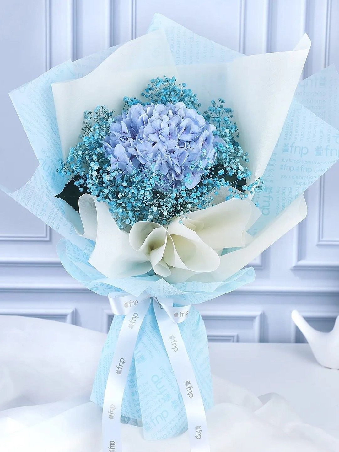 fnp Purple & Blue 11 Pieces Hydrangea Mixed Fresh Flowers Bouquet