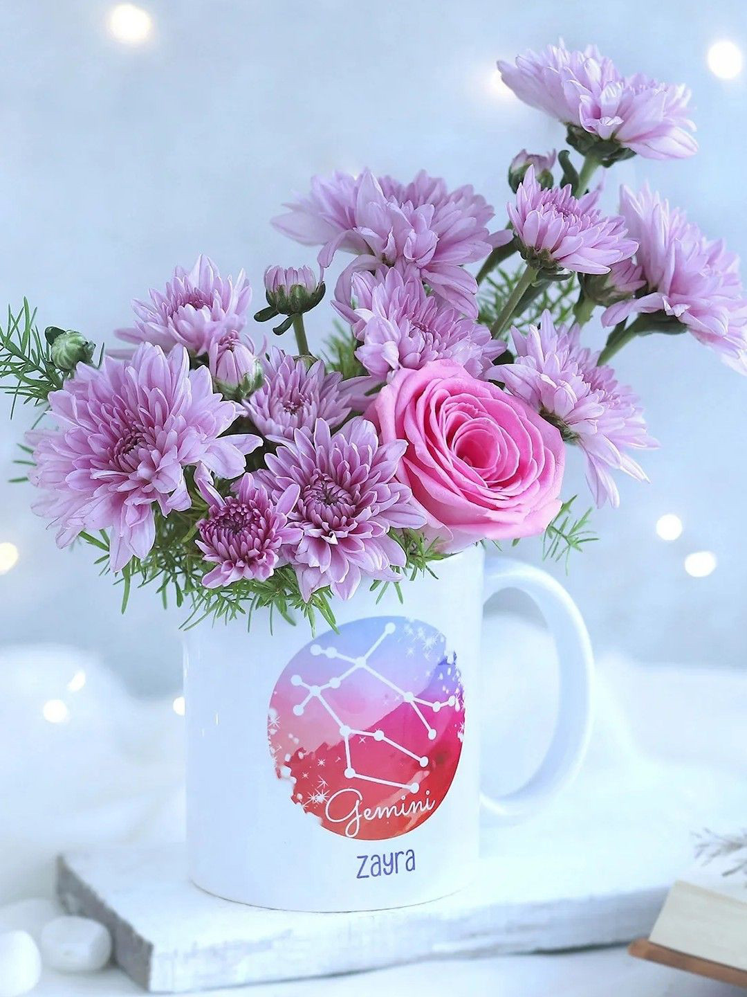 fnp Pink & White 12 Pieces Rose & Carnation Fresh Flowers Vase