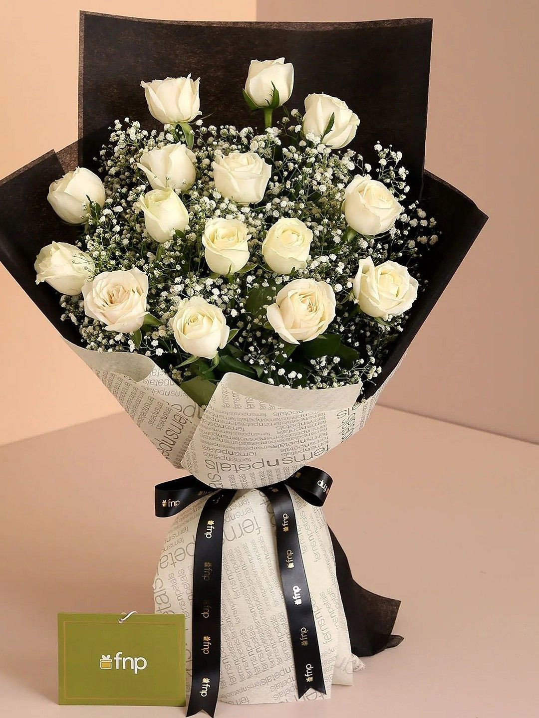 fnp White Roses 19-Pcs Fresh Flowers Bouquet