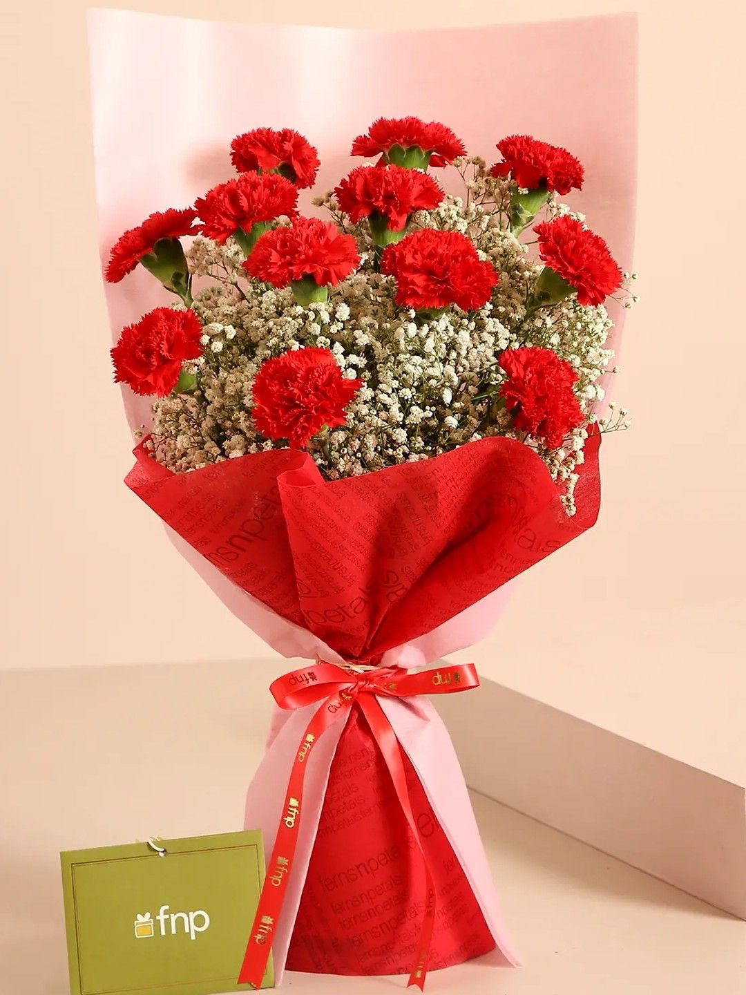 fnp Red 12Pieces Carnations Fresh Flowers Bouquet