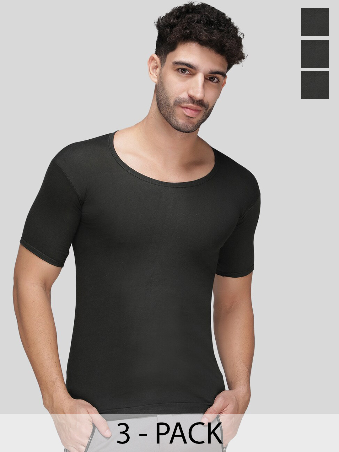 AMUL COMFY Pack Of 3 Pure Cotton Innerwear Vests AC-TK-VE-BRNS-Oli-75-3P