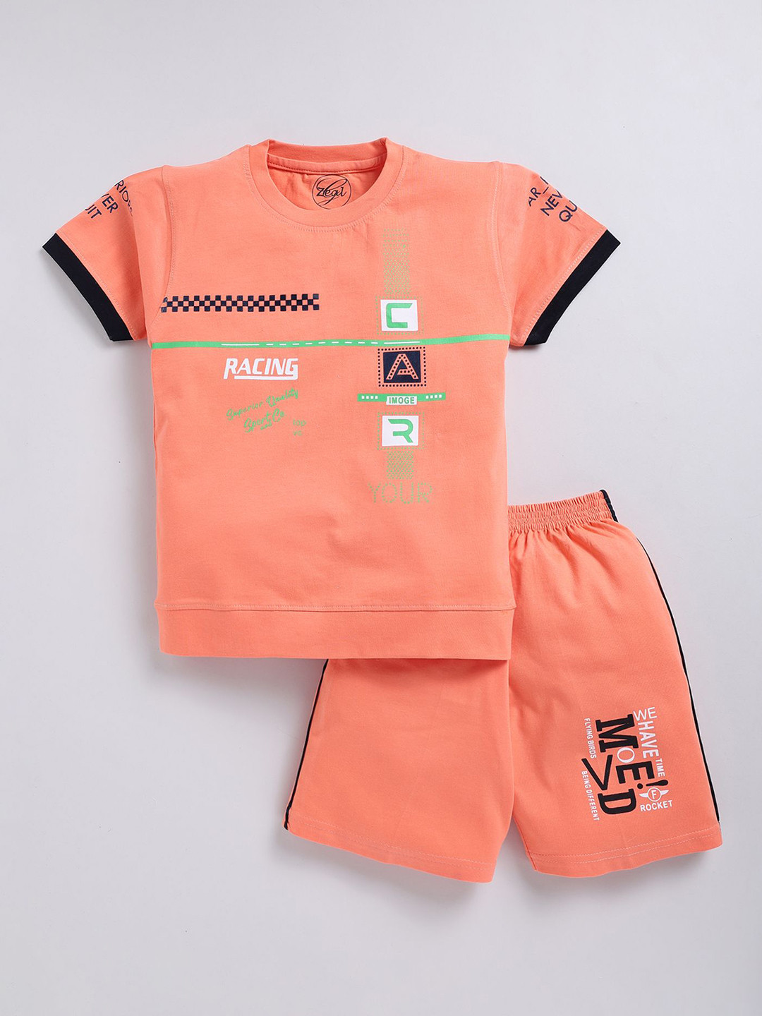 Zeal Boys Printed Pure Cotton T-shirt With Shorts