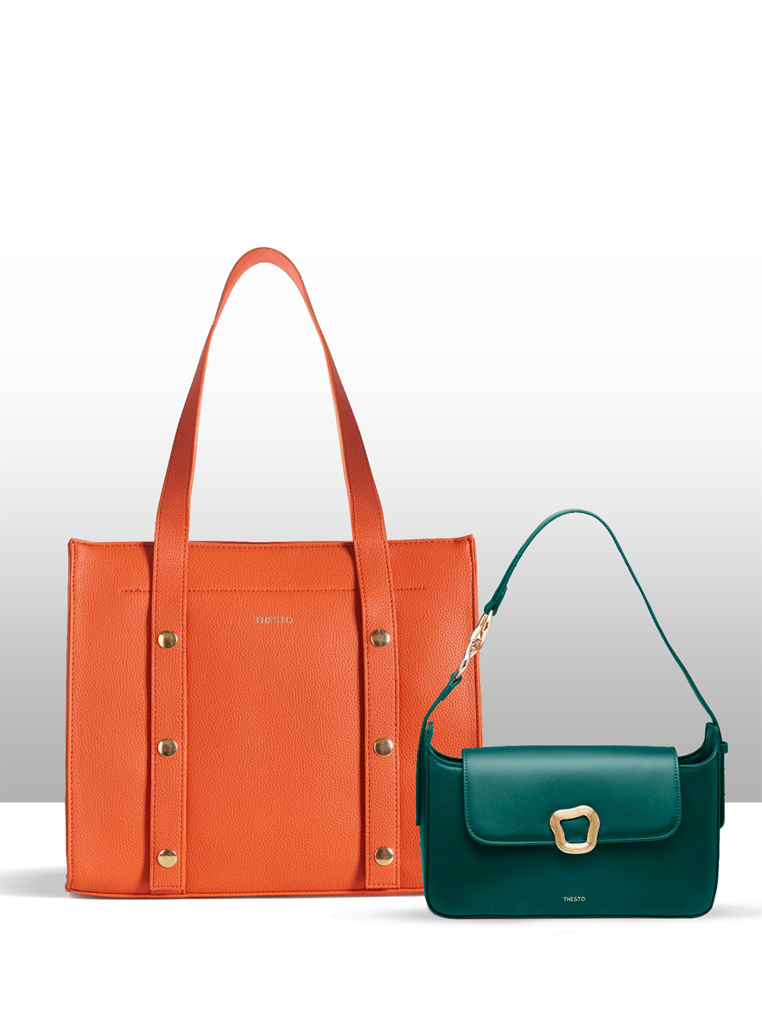 THESTO Colourblocked PU Structured Handheld Bag with Quilted