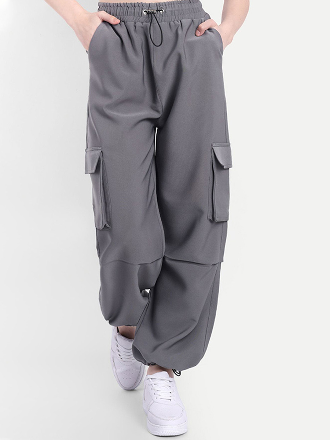 BROADSTAR Women Baggy-Fit High-Rise Rapid-Dry Cargo Track Pants