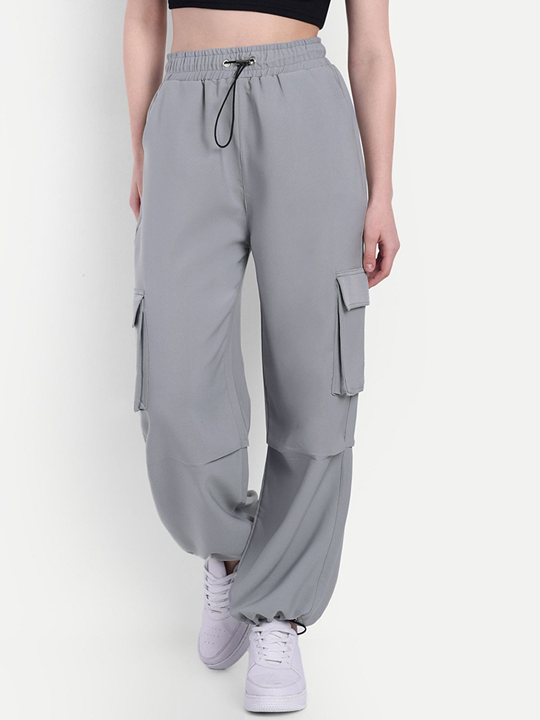 BROADSTAR Women Baggy-Fit High-Rise Joggers