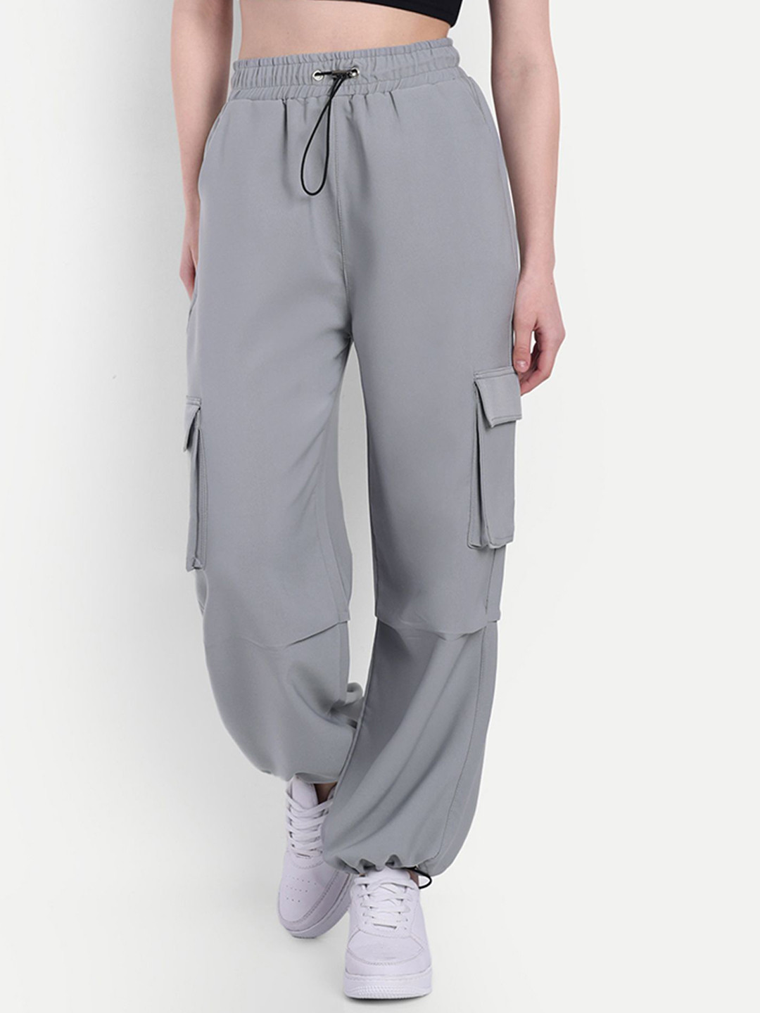 BROADSTAR Women Baggy-Fit High-Rise Rapid-Dry Cargo Track Pants