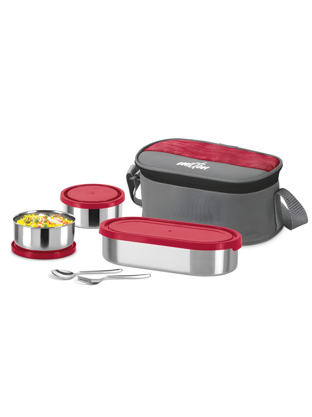 Milton Master Max Insulated Stainless Steel Microwave Safe 6PC Lunch Box With Spoon & Fork