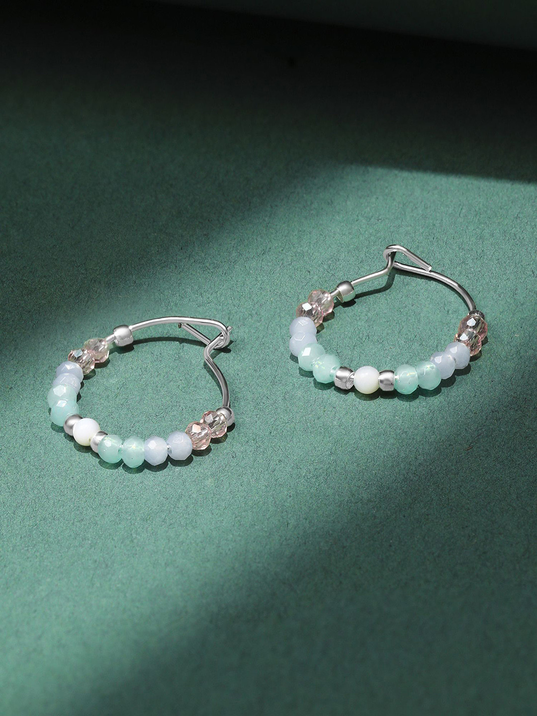 Accessorize London Women Sterling Silver Plated Beaded Hoop Earrings