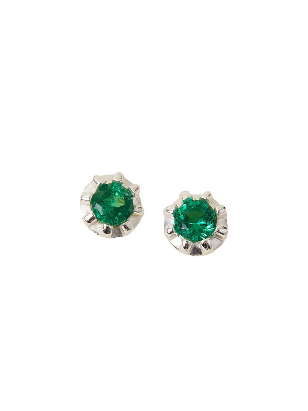Accessorize London Women 925 Sterling Silver Hallmark Green Stone Stud Earrings