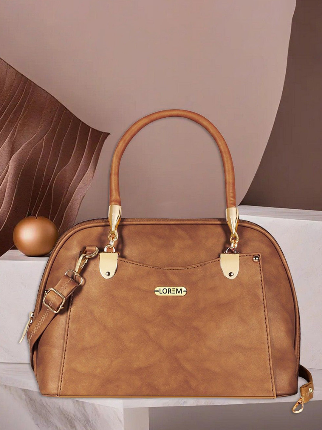 LOREM Women Orange Gorgeous Faux Leather Handbag