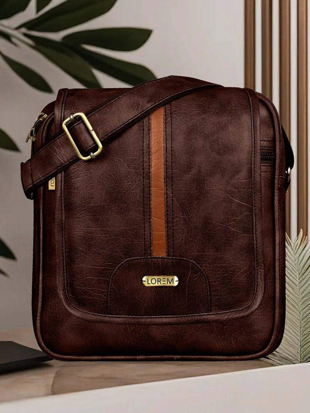 LOREM Brown Stylish Faux Leather Cross Body Sling Bag