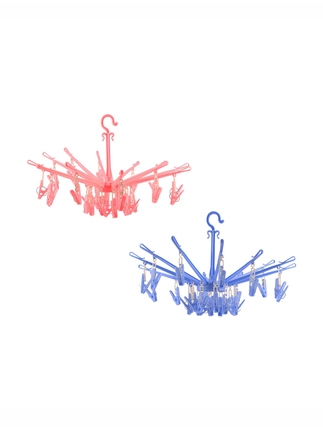 Kuber Industries 2 Pieces Blue & Pink Folding Hangers