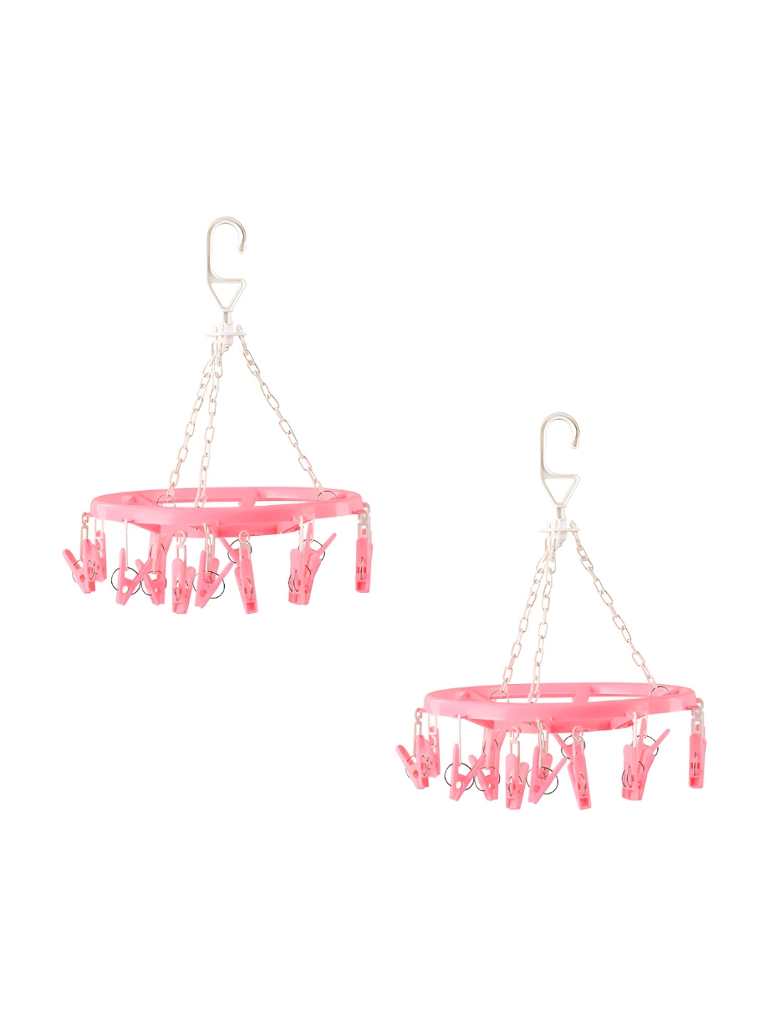 Kuber Industries 2Pieces Pink Clips Cloth Drying Hangers