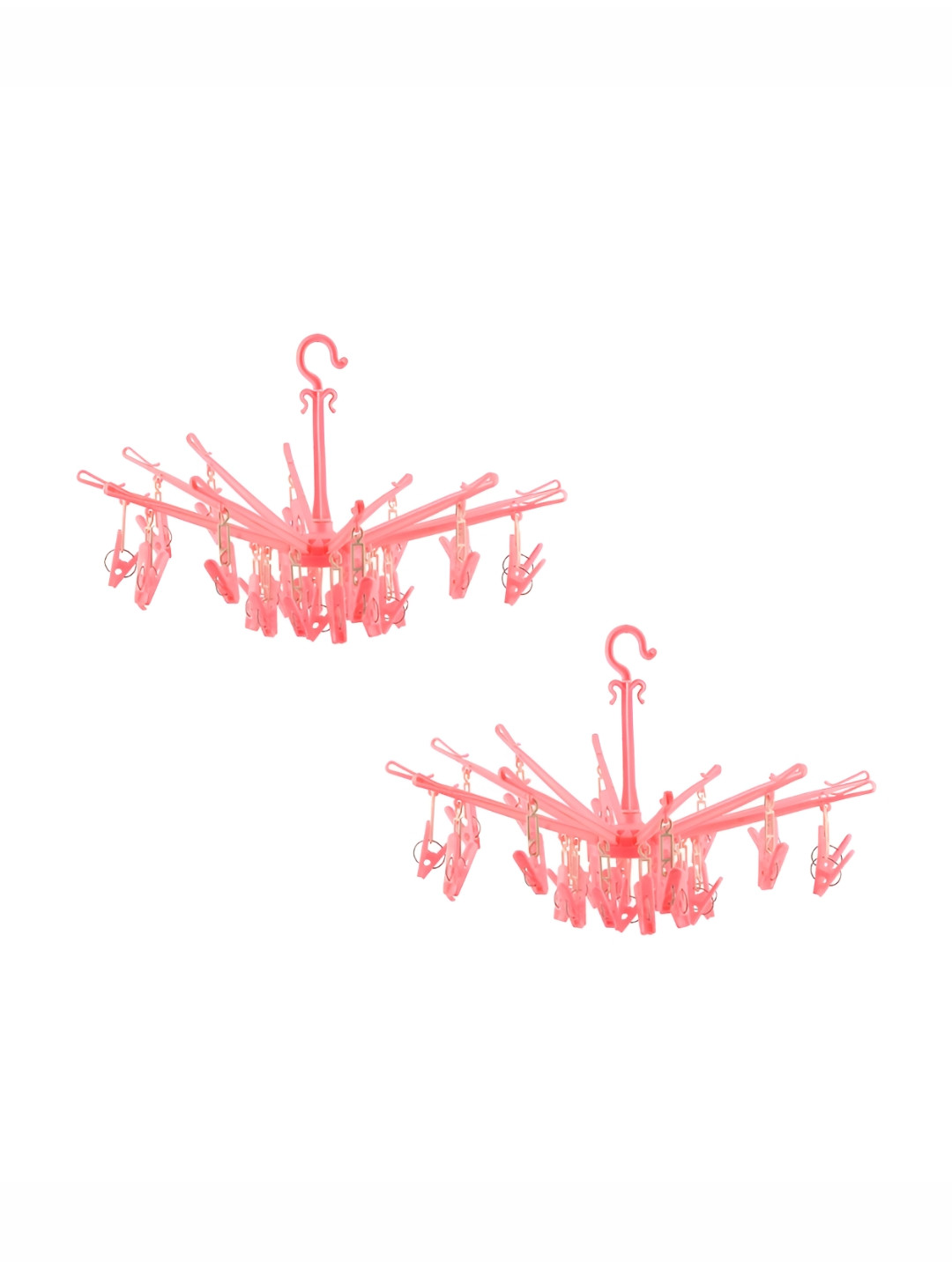 Kuber Industries Pink 2 Pieces  24 Clips Cloth Drying Hanger