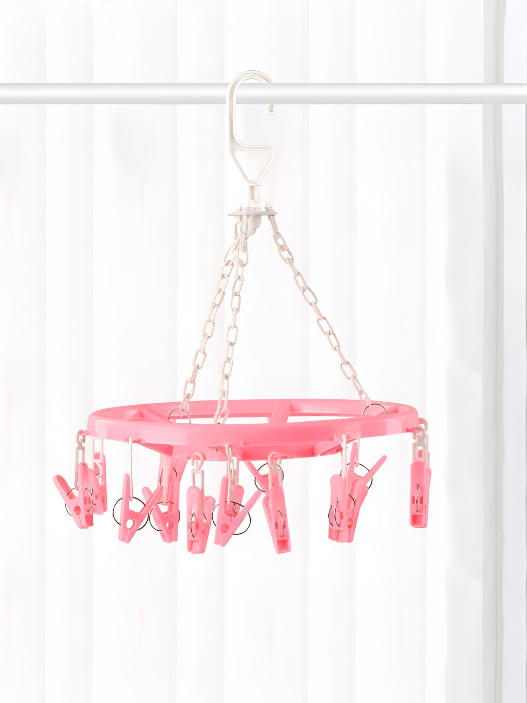Kuber Industries Pink Cloth Drying Hangers