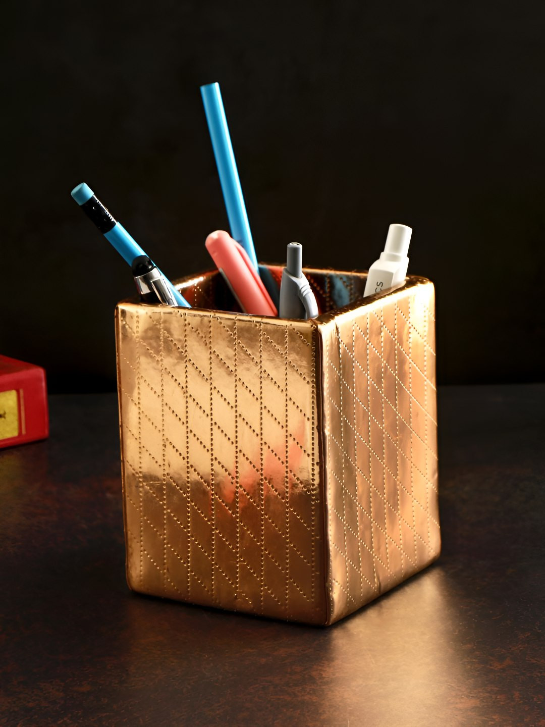 THE HOME CO. Copper Textured Pen  Holders