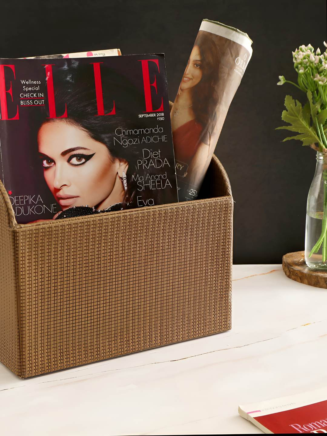 THE HOME CO. Brown Textured Desk Organiser