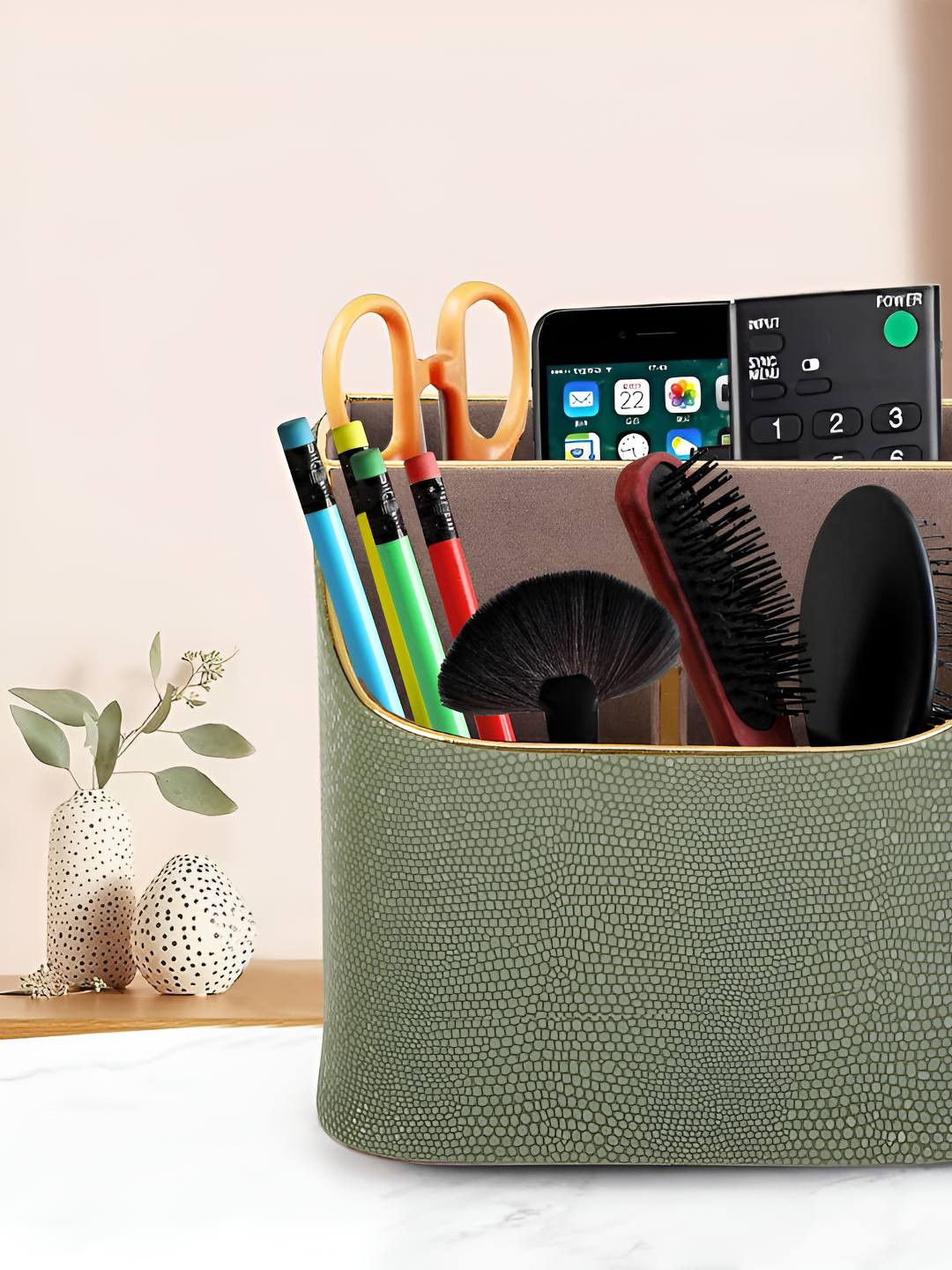 THE HOME CO. Green Textured Revolving 3 Section Multi-Utility Organiser