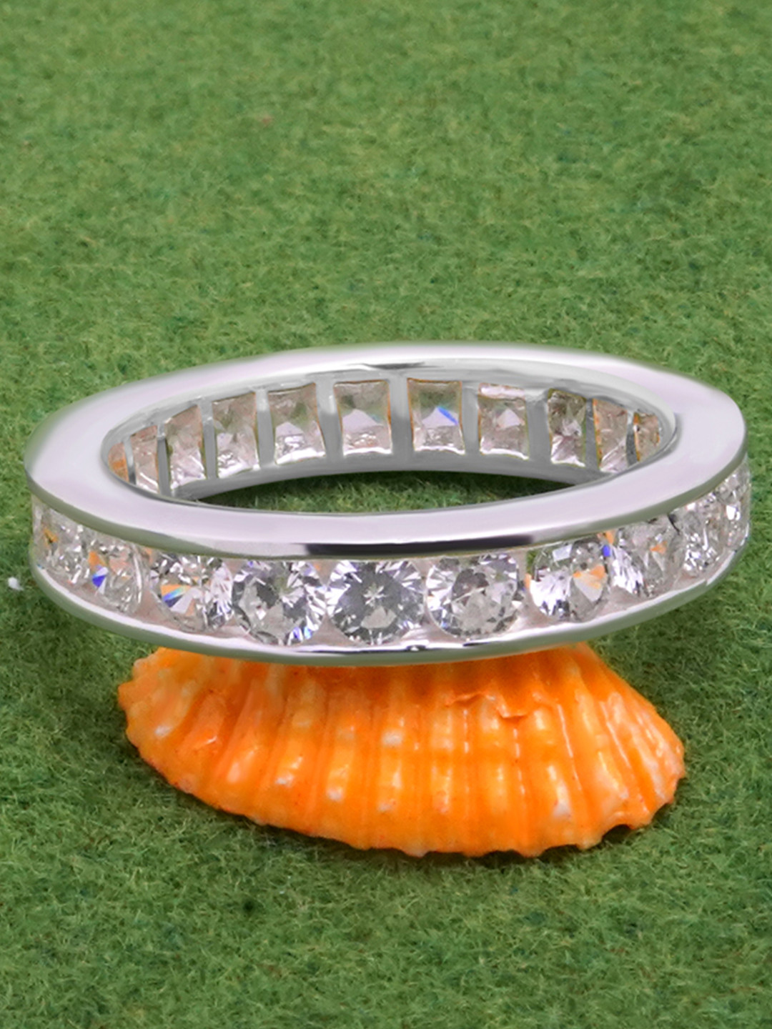 925 SILLER 925 Pure Silver Band Full Eternity Wedding Ring