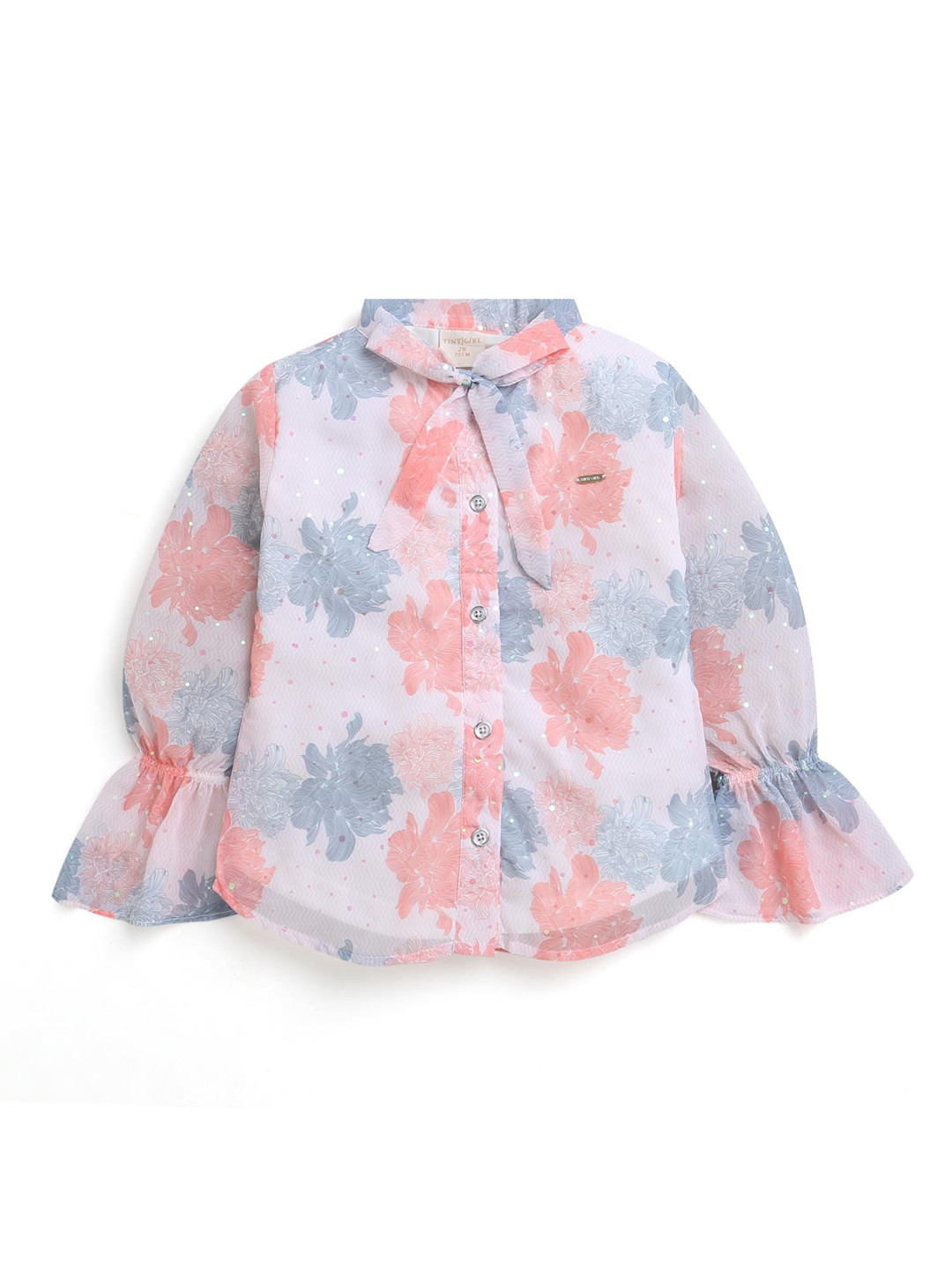 Tiny Girl Floral Print Bell Sleeve Blouson Top