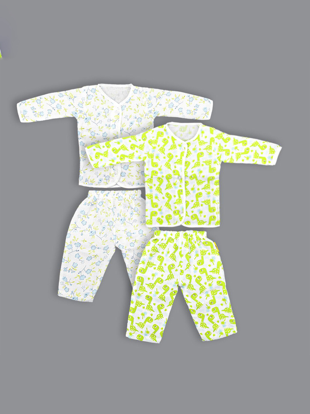 Born Babies Kids Pack Of 2 Printed Organic Cotton Tops With Pyjamas