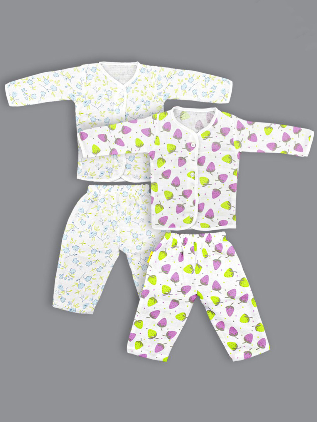 Born Babies Kids Pack Of 2 Printed Organic Cotton Tops With Pyjamas