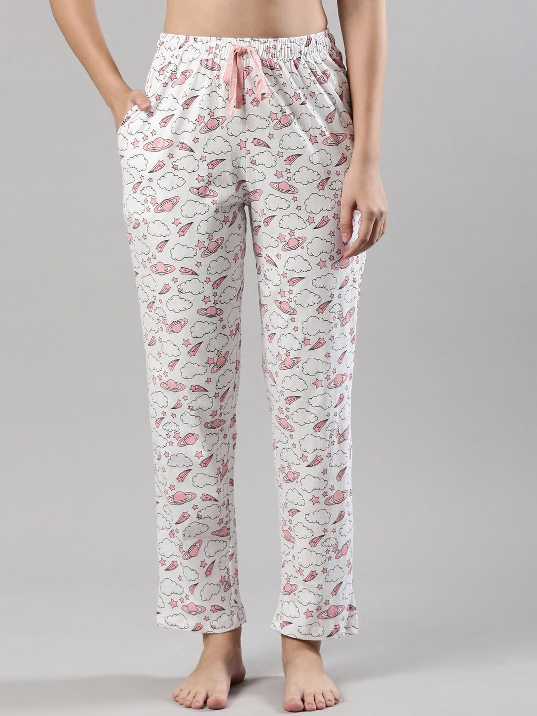 Femmora Women Printed Mid-Rise Pure Cotton Lounge Pants
