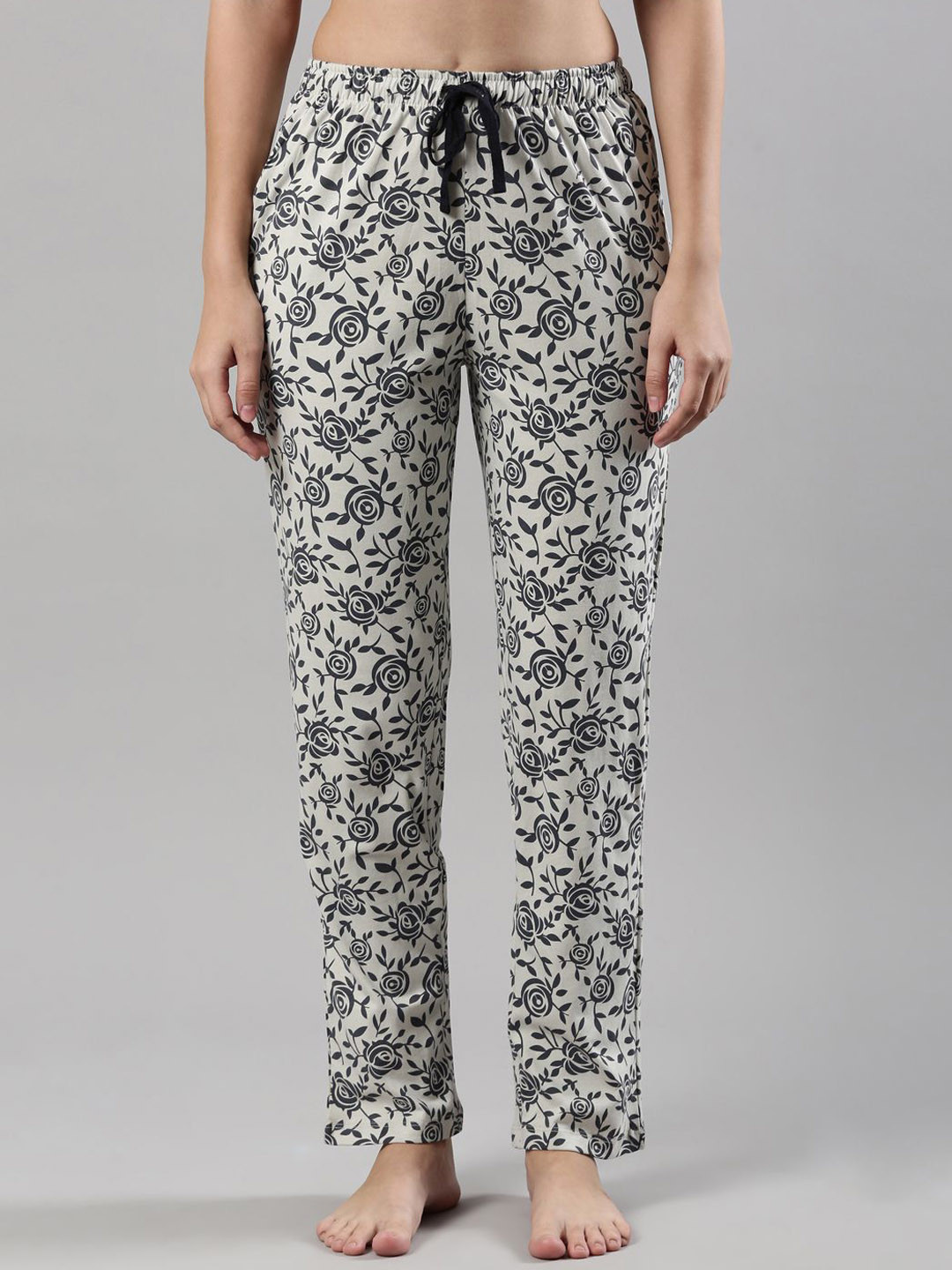 Femmora Women Floral Printed Mid-Rise Pure Cotton Lounge Pants