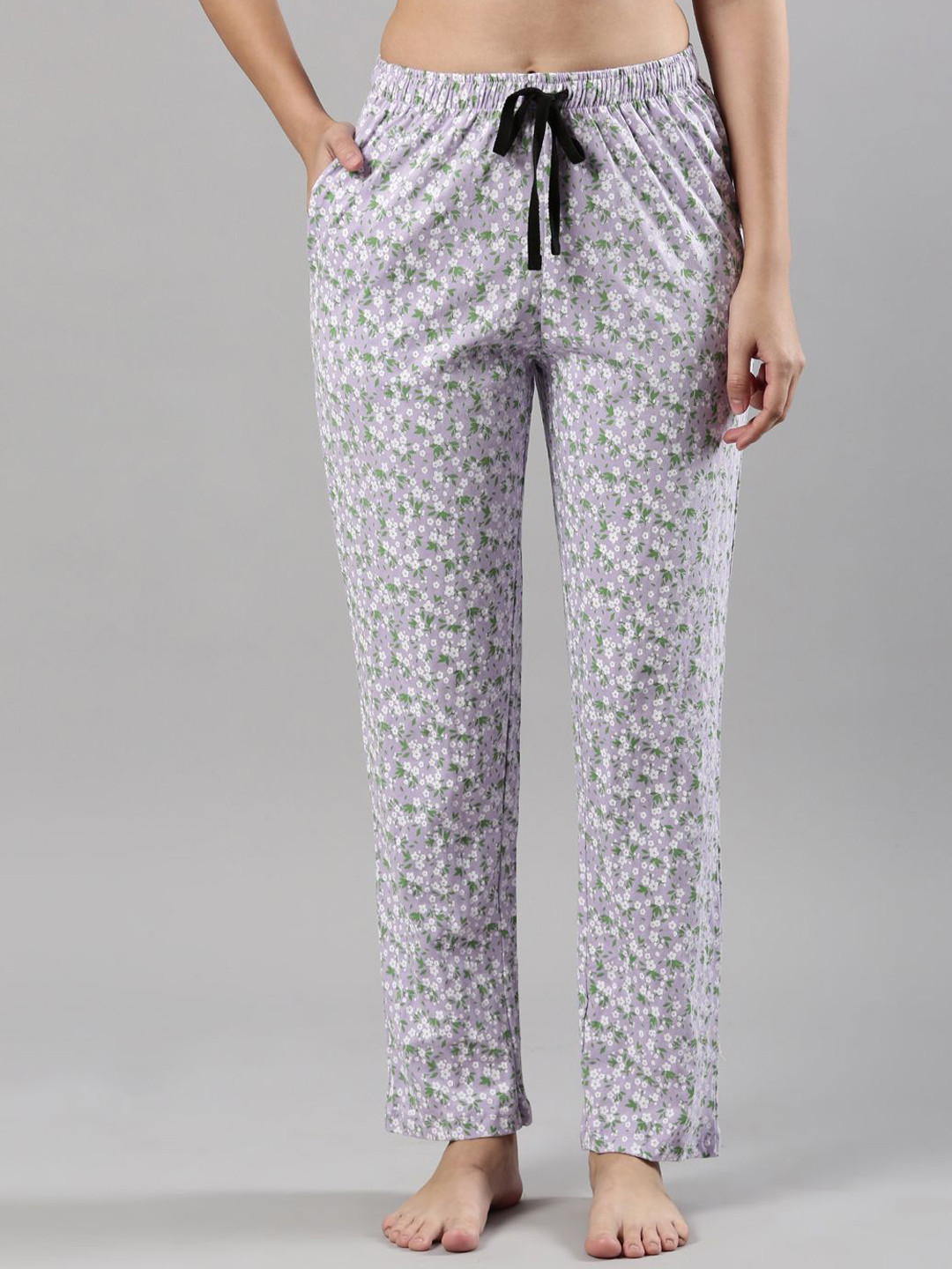 Femmora Women Floral Printed Mid-Rise Pure Cotton Lounge Pant