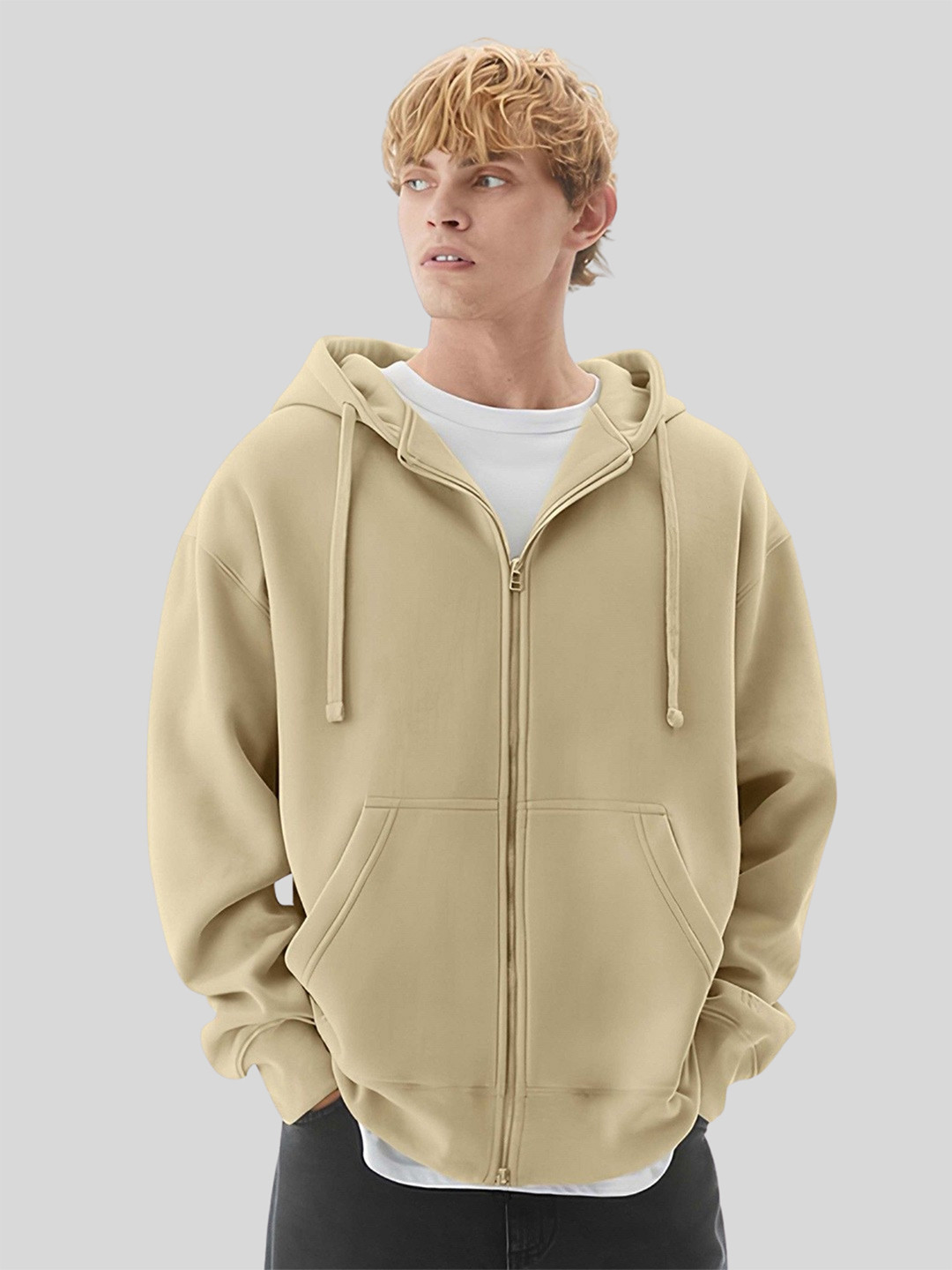 Maniac Men Solid Hooded Neck Full Sleeve Sweatshirt