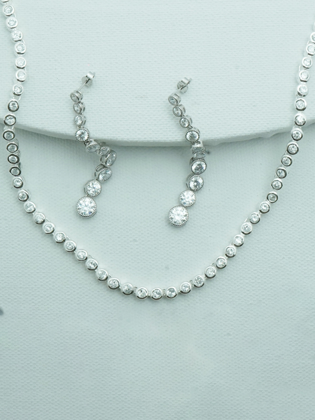 925 SILLER 925 Pure Silver Classic Necklace & Earring Set