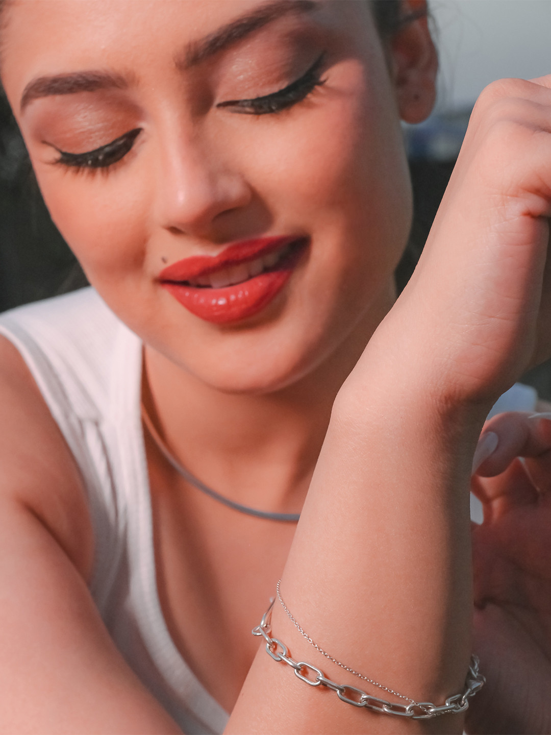 925 SILLER Silver Rhodium-Plated Link Bracelet