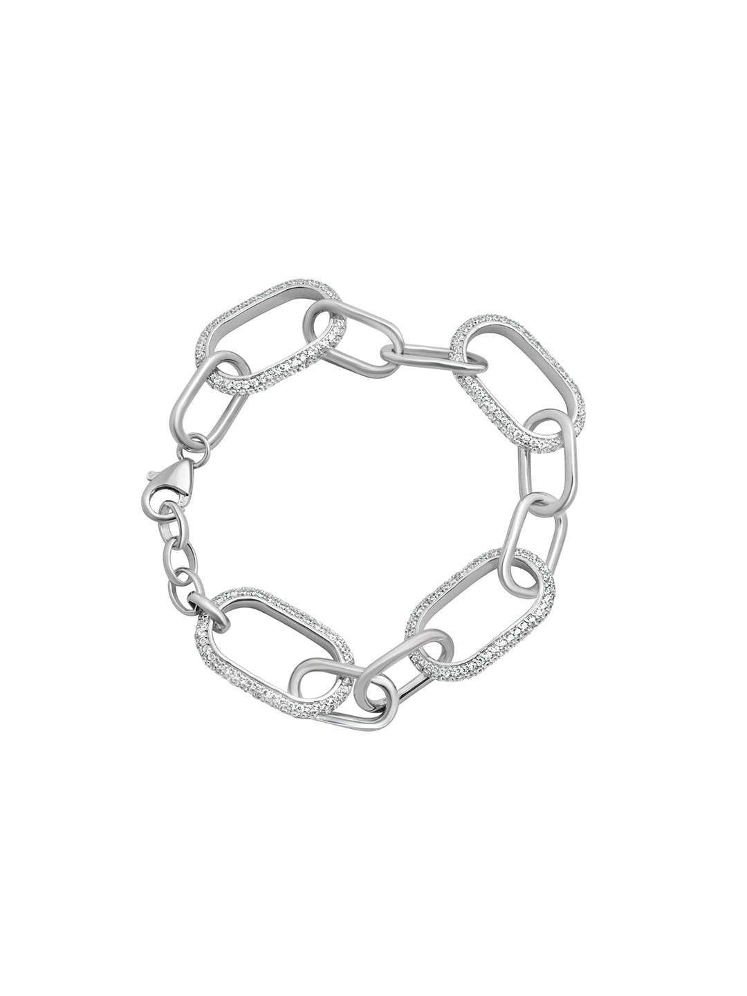 925 SILLER Silver Cubic Zirconia Rhodium-Plated Wraparound Bracelet