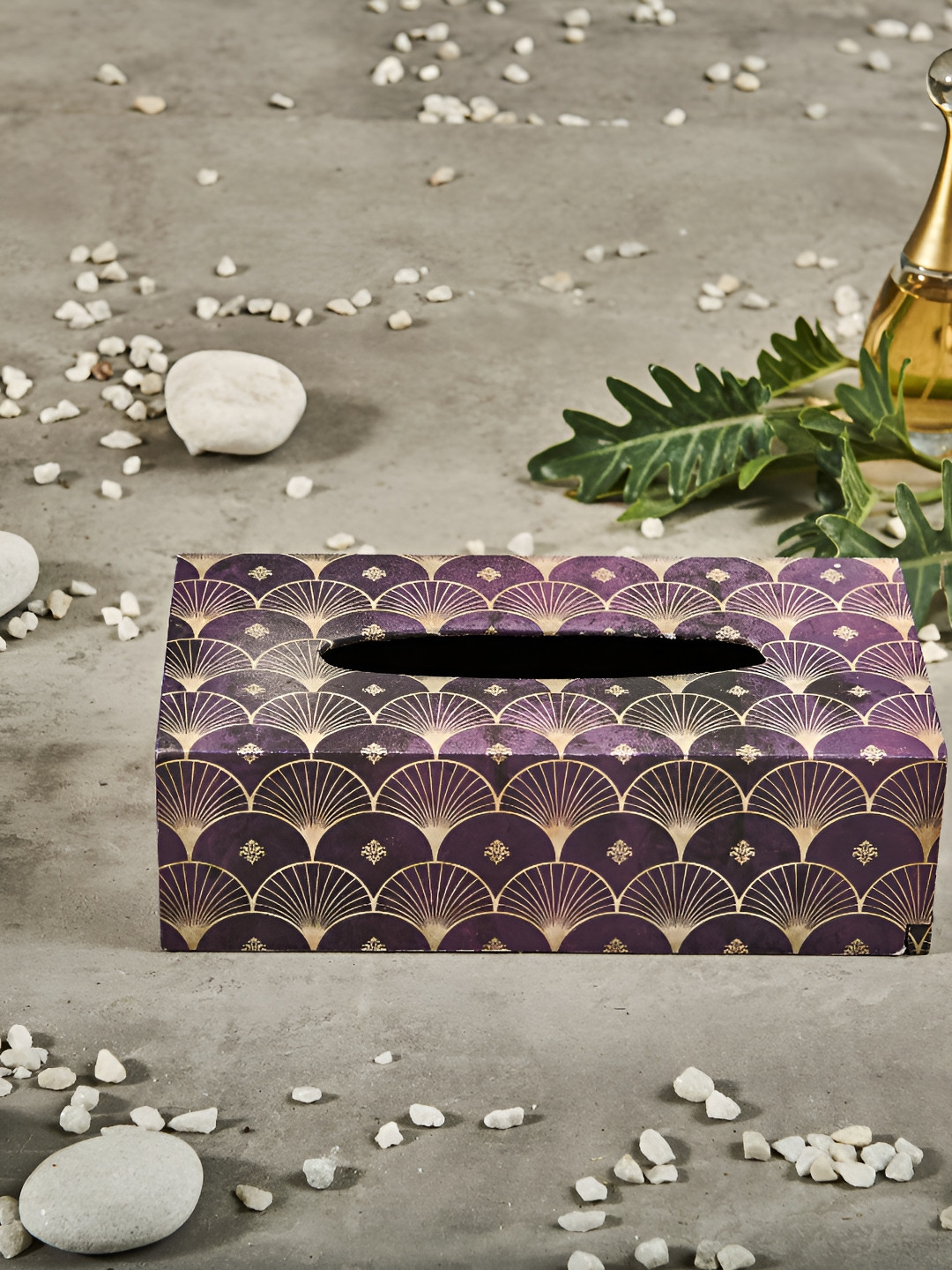 A Tiny Mistake Purple & Yellow Printed Wooden Tissue Box  Holder