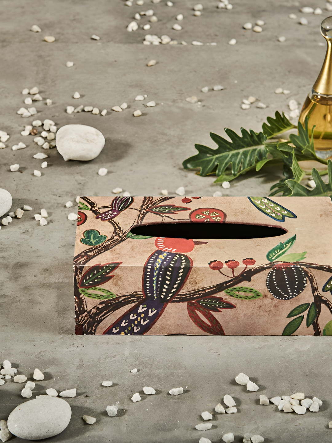 A Tiny Mistake Brown & Green Printed Wooden Tissue Box Holder