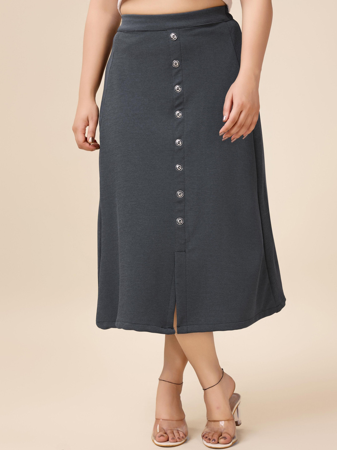 Areca Designer Cotton A-Line Midi Skirt