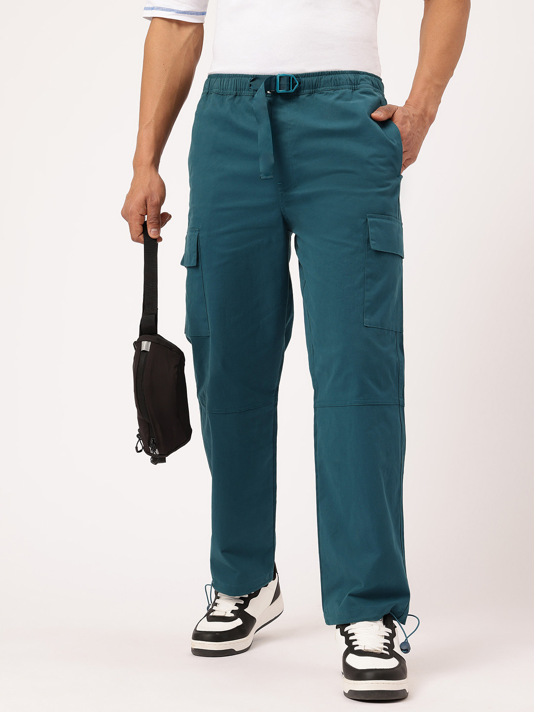 Kook N Keech Teal Blue Straight Cargo Pants