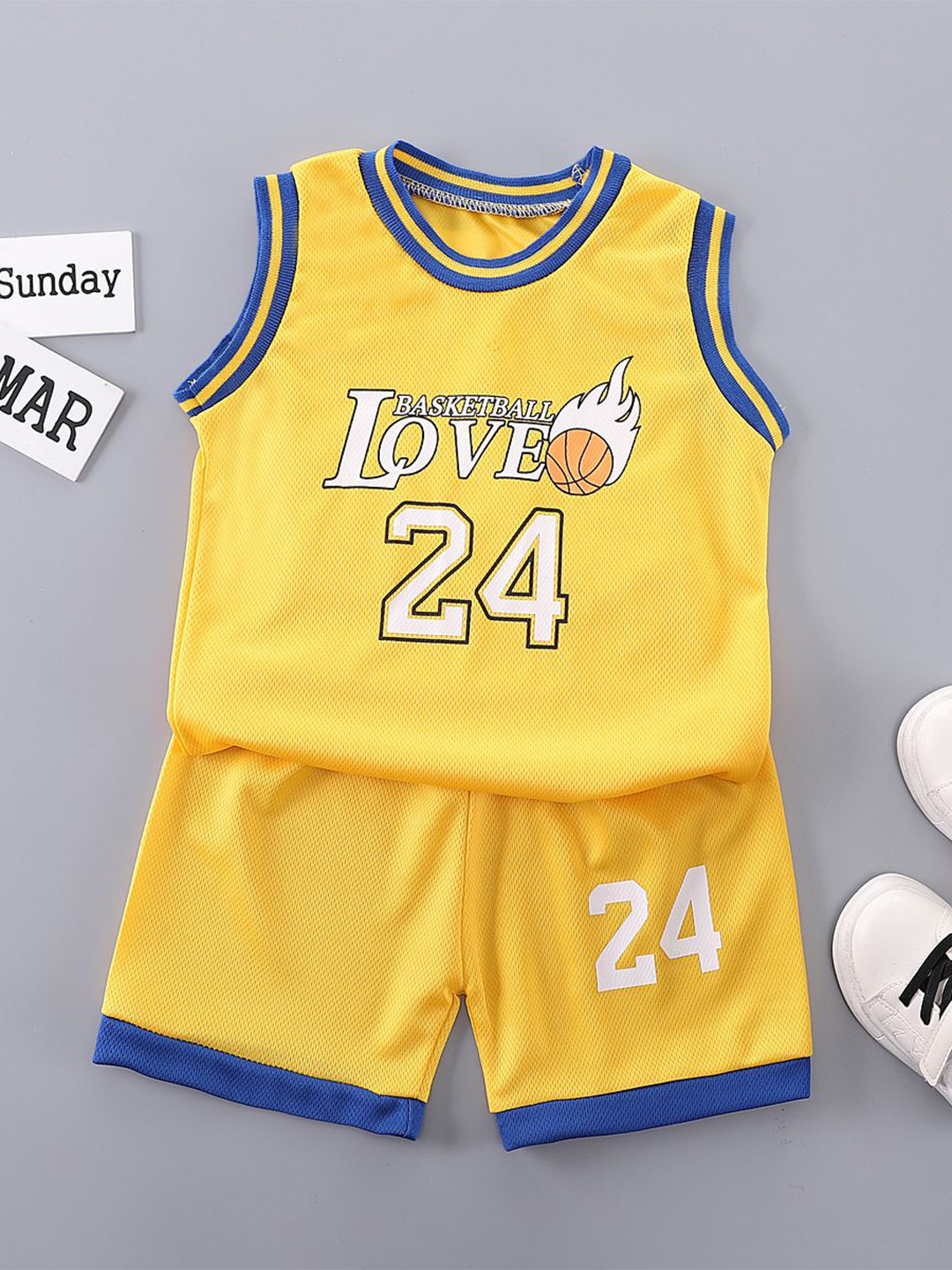 StyleCast x Revolte Boys Yellow & Blue Printed T-shirt with Shorts