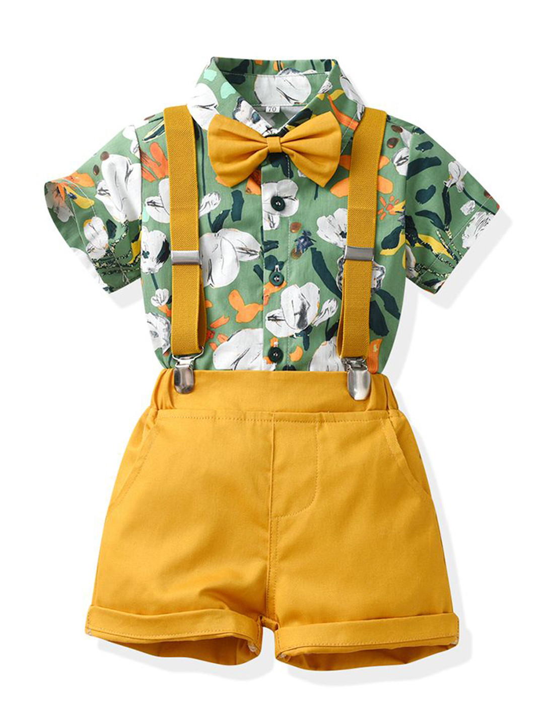 StyleCast x Revolte Boys Green & White Printed Shirt with Shorts