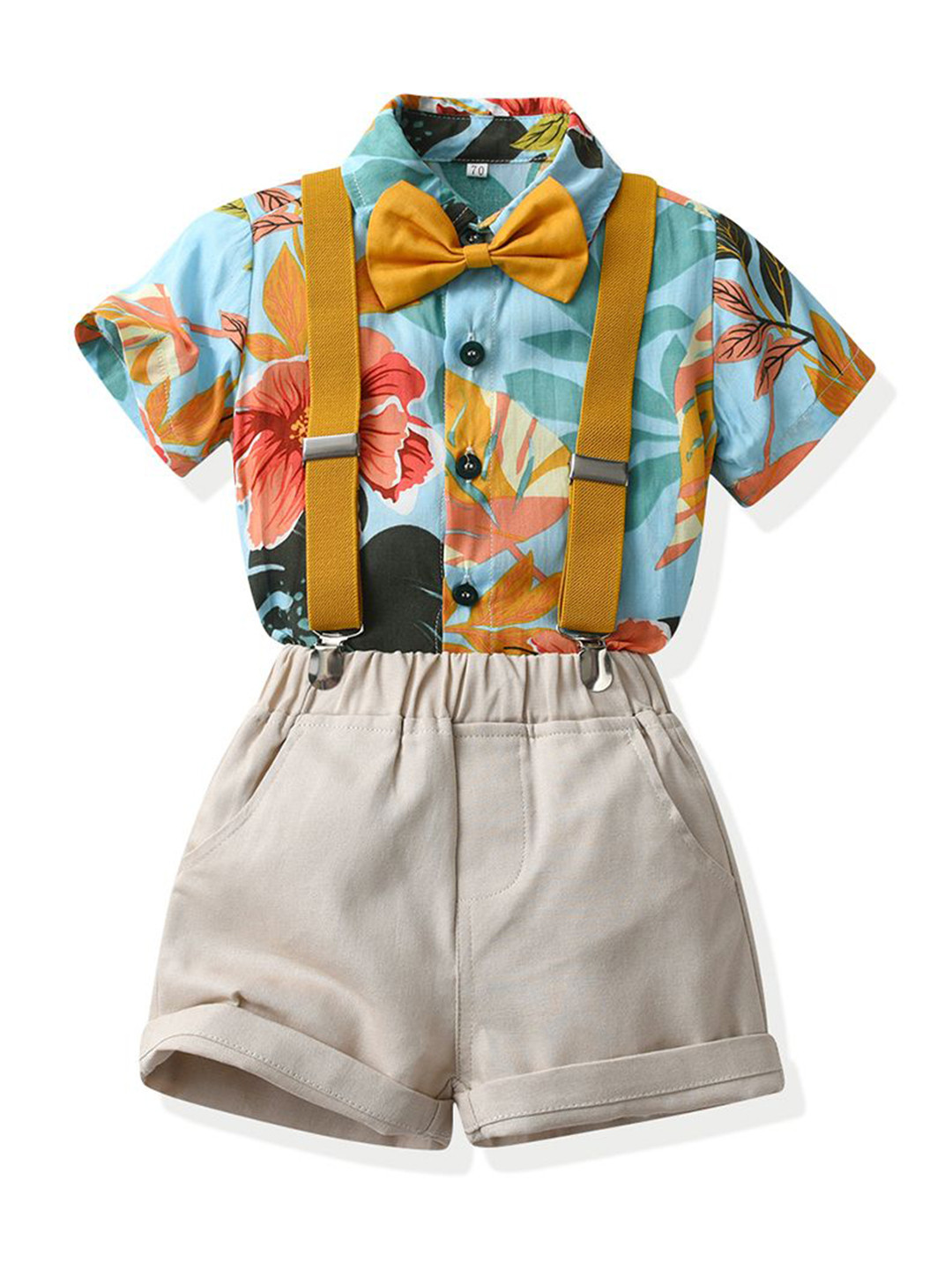 StyleCast x Revolte Boys Blue & Cream Printed Shirt with Shorts
