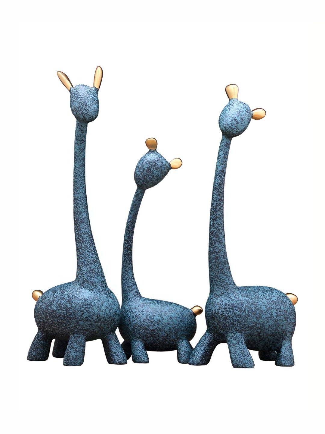 Mariner's Creation Fengsui Horse Blue Polyresin Matte Garden Set of 3 Medium Showpieces - 11.4 Inches