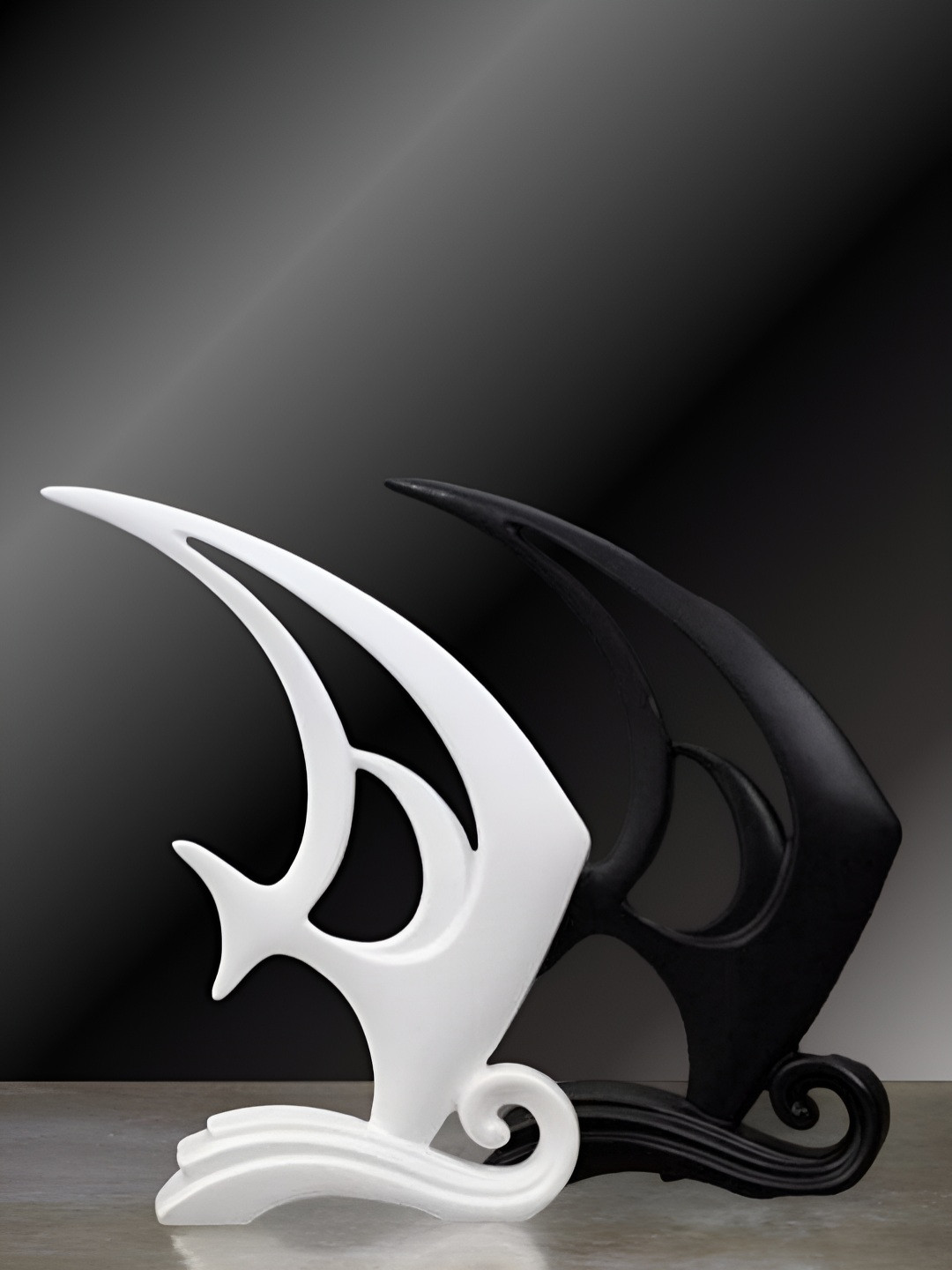 Mariner's Creation Fengsui Horse Foul Black Ceramic Matte Living Room Set of 2 Medium Showpieces - 12.8 Inches