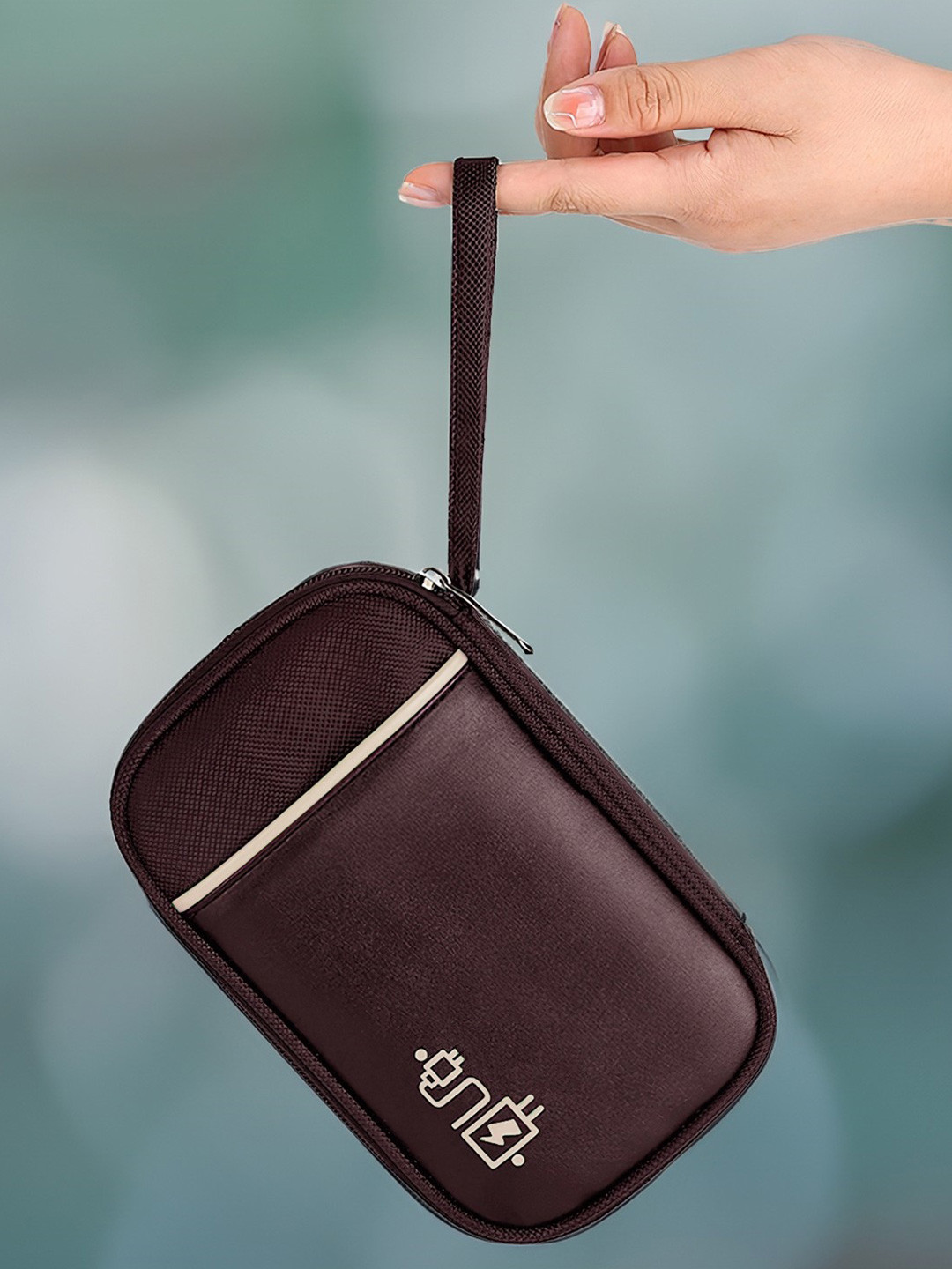 Aura Brown Water Resistant Electronics Accessory Organizer Bag