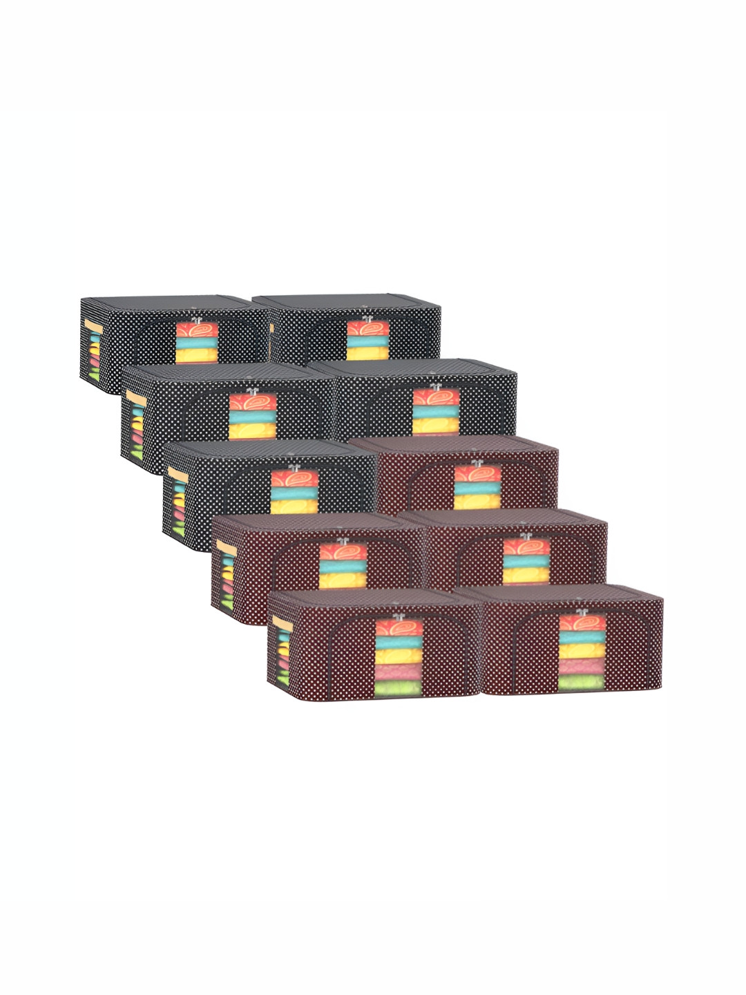 Kuber Industries Black 10 Pieces Steel Frame  Drawer Organisers 24 Liter